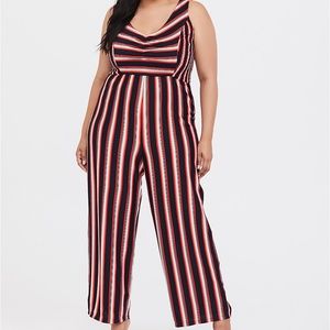 Torrid Red Multi-Stripe Rib Wide Led jumpsuit